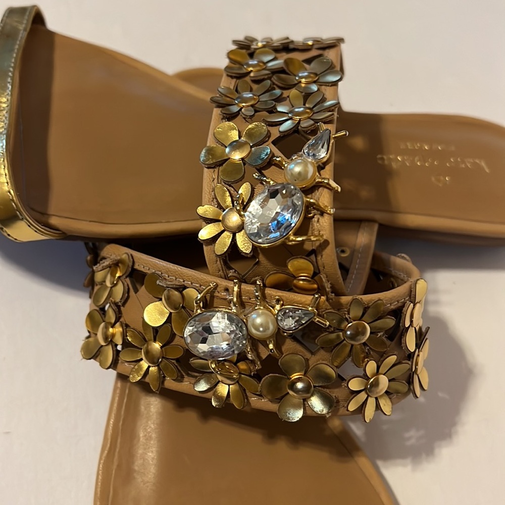 Kate Spade Flower Bug Embellished Leather Sandal 9.5M - Picture 9 of 11